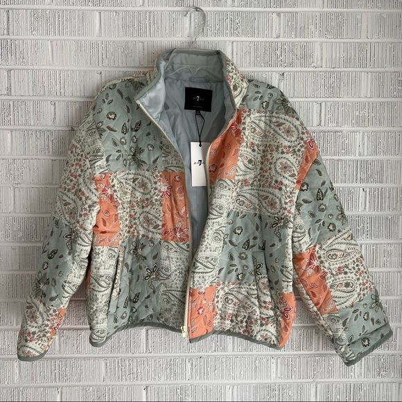 7 For All Mankind Jackets & Blazers - 7 For All Mankind | Pastel Print Quilted Jacket NWT